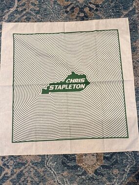 Chris Stapleton Bandana Scarf in White and Green Kentucky outline